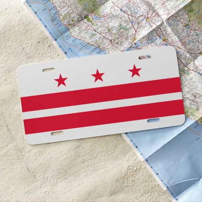 Flag of the District of Columbia (USA) License Plate (In Situ)