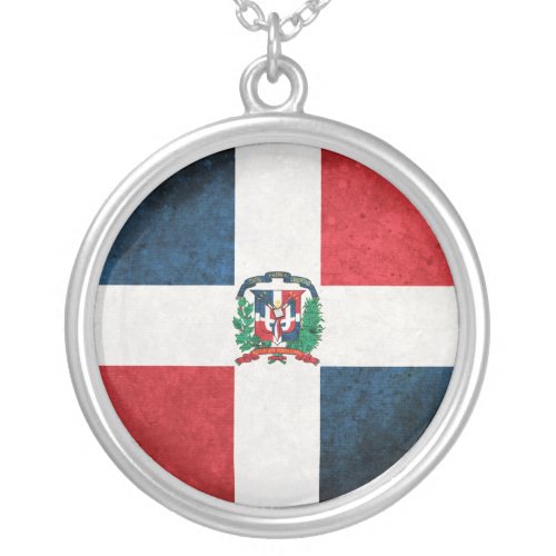 Flag of the Dominican Republic Silver Plated Necklace