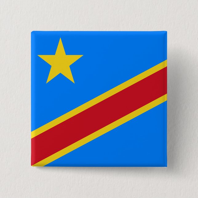 Flag of the DRC (Democratic Republic of the Congo) Button (Front)