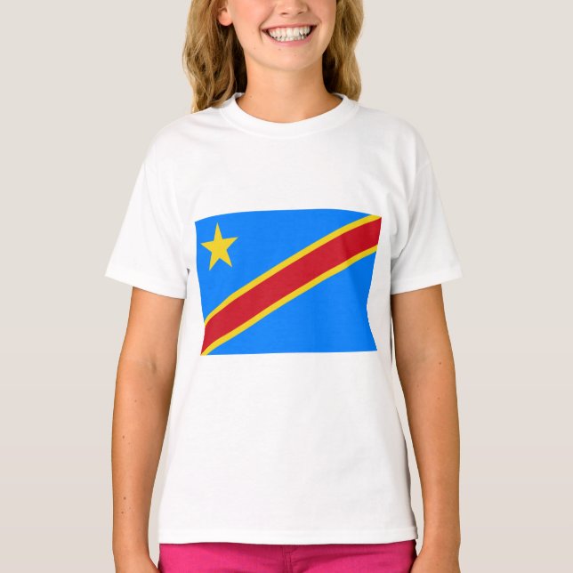 Flag of the DRC (Democratic Republic of the Congo) T-Shirt (Front)