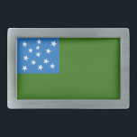 Flag of the Green Mountain Boys Belt Buckle<br><div class="desc">The Green Mountain Boys flag, also known as the Stark flag, is a reconstruction of a regimental flag commonly stated to have been used by the Green Mountain Boys. A remnant of a Green Mountain Boys flag, originally belonging to John Stark, is owned by the Bennington Museum. It still exists...</div>