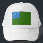Flag of the Green Mountain Boys Trucker Hat<br><div class="desc">The Green Mountain Boys flag, also known as the Stark flag, is a reconstruction of a regimental flag commonly stated to have been used by the Green Mountain Boys. A remnant of a Green Mountain Boys flag, originally belonging to John Stark, is owned by the Bennington Museum. It still exists...</div>
