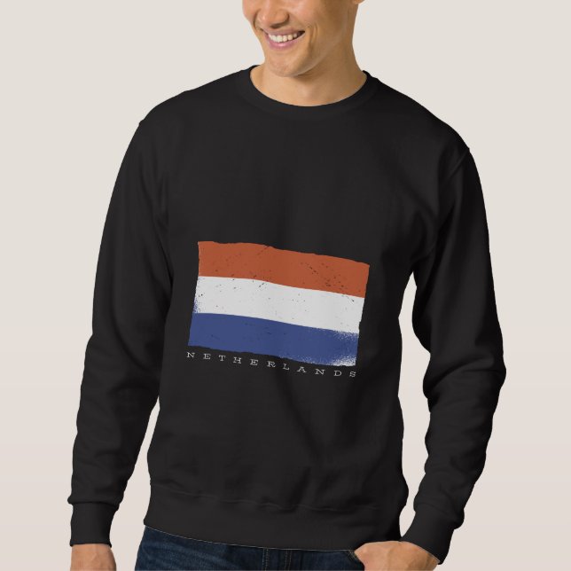 Flag of the Holland With Netherlands Text Sweatshirt (Front)