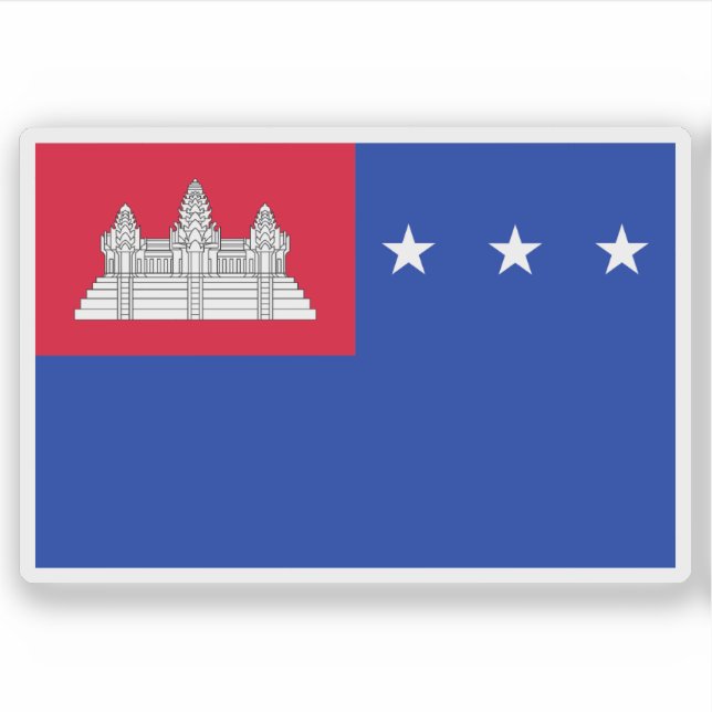 Flag of the Khmer Republic, Cambodia (1970–1975) Sticker (Front)