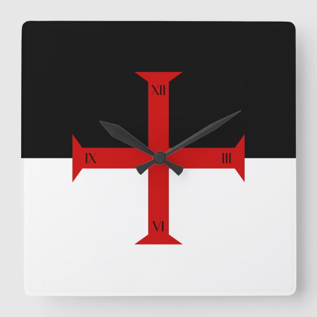 Flag of the Knights Templar Square Wall Clock (Front)