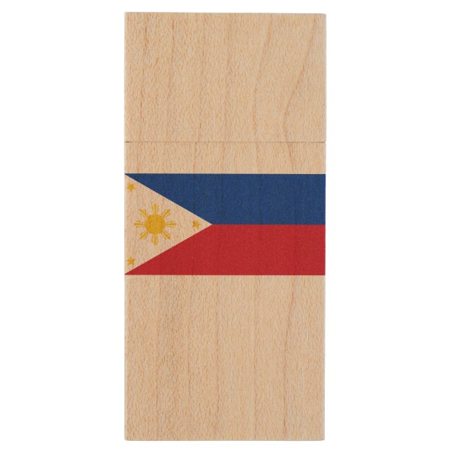 Flag of the Philippines Wood Flash Drive (Back (Vertical))