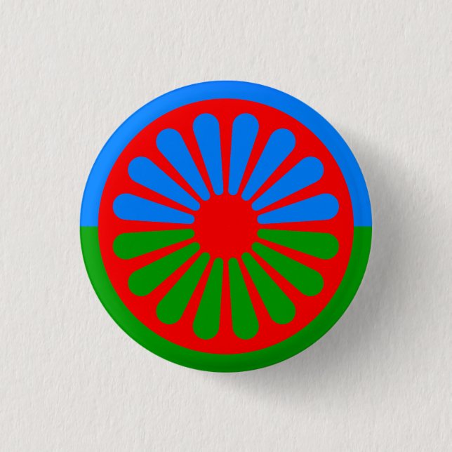 Flag of the Romani people Button (Front)