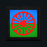 Flag of the Romani people Gift Box<br><div class="desc">Honor unity and identity with this gift box featuring the Flag of the Romani People. Adopted by the World Romani Congress in 1971, the flag’s design combines a blue sky field, green earth base, and a red sixteen-spoke dharmachakra (cartwheel) at the center—symbolizing the Roma’s ties to freedom, travel, tradition, and...</div>