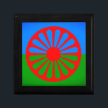 Flag of the Romani people Gift Box<br><div class="desc">Honor unity and identity with this gift box featuring the Flag of the Romani People. Adopted by the World Romani Congress in 1971, the flag’s design combines a blue sky field, green earth base, and a red sixteen-spoke dharmachakra (cartwheel) at the center—symbolizing the Roma’s ties to freedom, travel, tradition, and...</div>