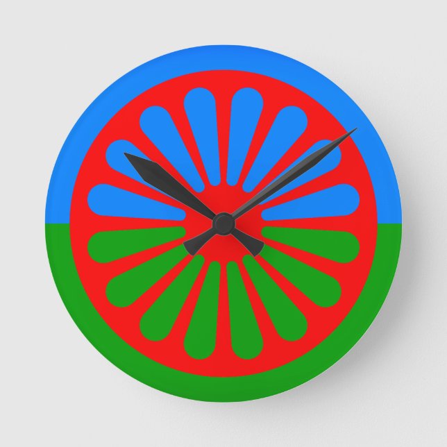 Flag of the Romani people Round Clock (Front)