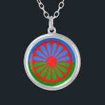 Flag of the Romani people Silver Plated Necklace<br><div class="desc">Flag of the Romani people.  The Romani,  commonly known as the Roma,  are an Indo-Aryan ethnic group,  traditionally nomadic itinerants. They live in Europe and Anatolia,  and have diaspora populations located worldwide,  with significant concentrations in the Americas.</div>