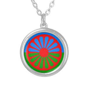 Flag of the Romani people Silver Plated Necklace