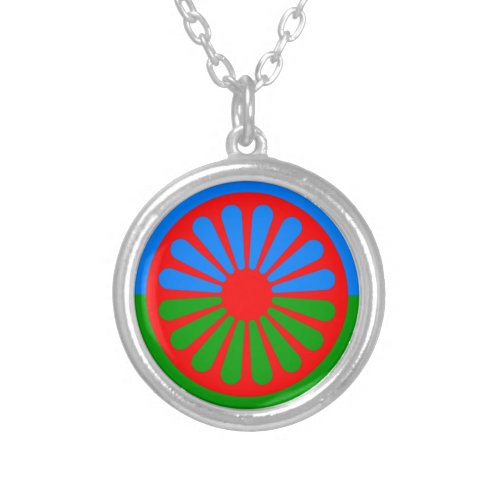 Flag of the Romani people Silver Plated Necklace