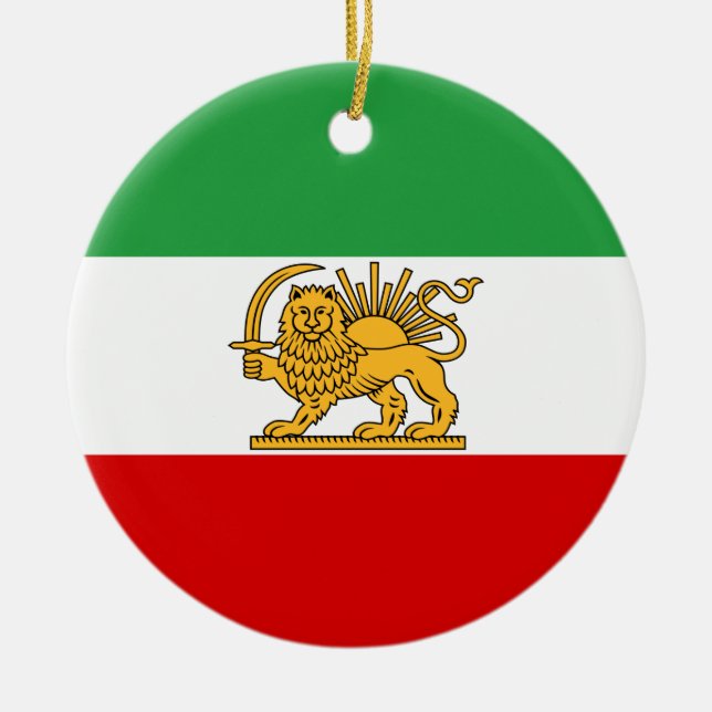 Flag of the Shah of Iran (1964-1980) شیر و خورشید Ceramic Ornament (Front)