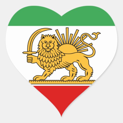 Flag of the Shah of Iran 1964_1980 شیر و خورشید Heart Sticker