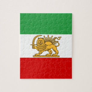 Flag of the Shah of Iran (1964-1980) شیر و خورشید Jigsaw Puzzle