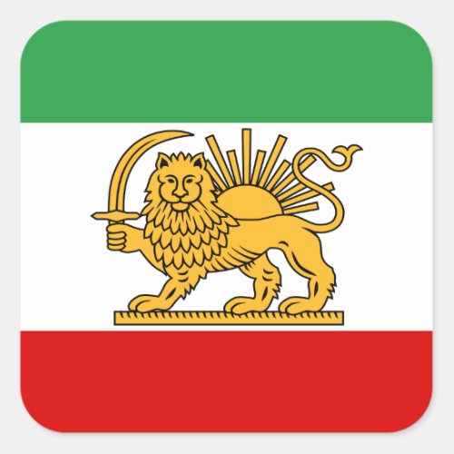 Flag of the Shah of Iran 1964_1980 شیر و خورشید Square Sticker