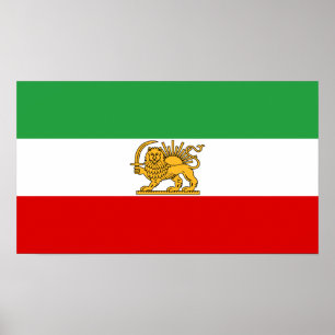 Flag of the Shah of Iran (1964-1980) ش ی ر خ و ر G Poster