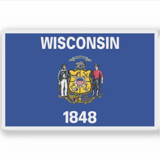 Flag of the state of Wisconsin, USA Sticker (Front)