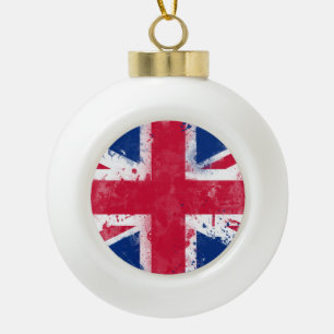 Flag of the United Kingdom or the Union Jack Ceramic Ball Christmas Ornament