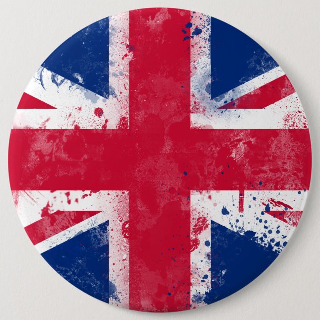 Flag of the United Kingdom or the Union Jack Pinback Button (Front)