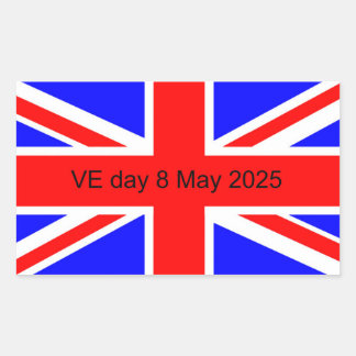 Flag of the United Kingdom VE day 2025  Rectangular Sticker