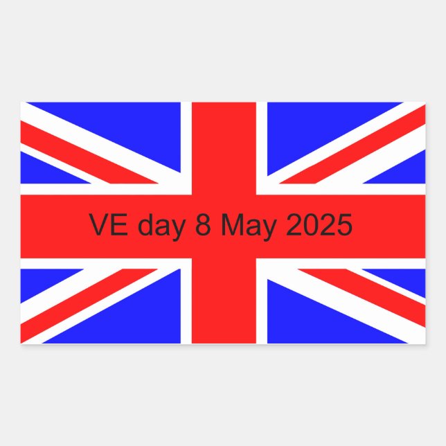 Flag of the United Kingdom VE day 2025  Rectangular Sticker (Front)