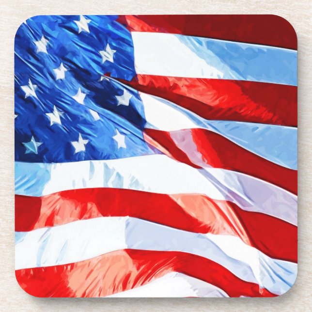 Flag of the United States Abstract Impressionism Beverage Coaster (Front)