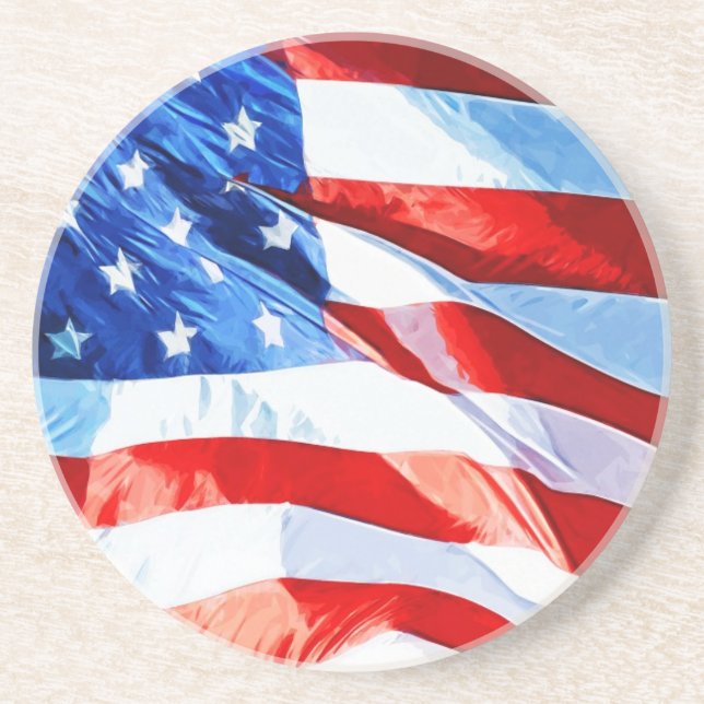 Flag of the United States Abstract Impressionism Drink Coaster (Front)