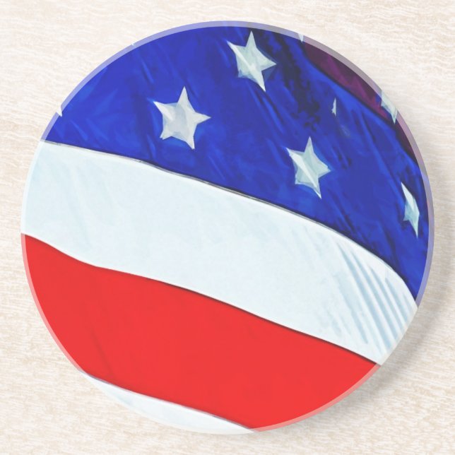 Flag of the United States Abstract Impressionism Sandstone Coaster (Front)