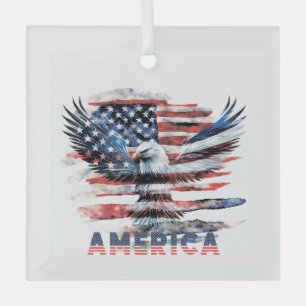 Flag of the United States. America Glass Ornament