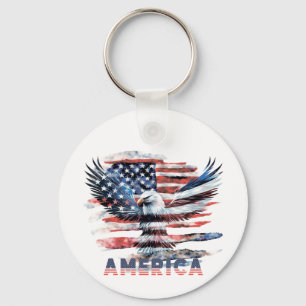 Flag of the United States. America Keychain