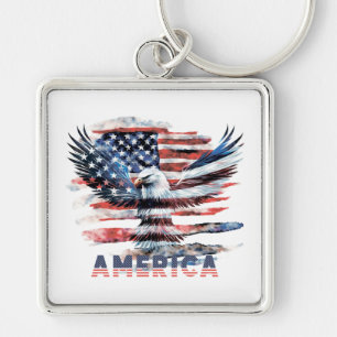 Flag of the United States. America Keychain