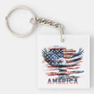 Flag of the United States. America Keychain