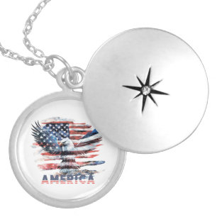 Flag of the United States. America Locket Necklace