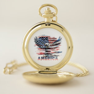Flag of the United States. America Pocket Watch