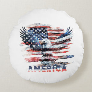 Flag of the United States. America Round Pillow