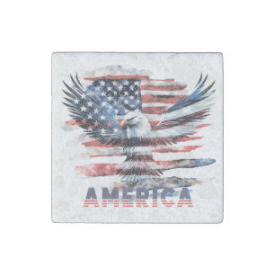 Flag of the United States. America Stone Magnet