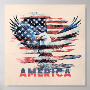 Flag of the United States. America Wood Photo Tile