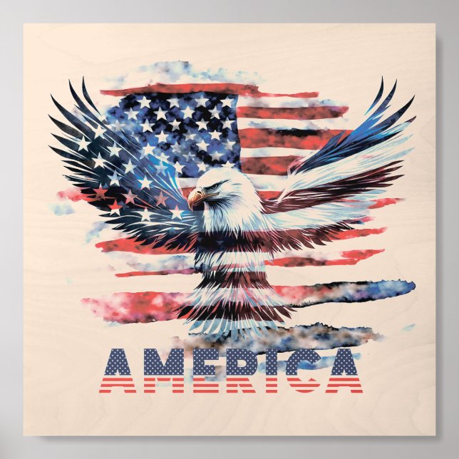 Flag of the United States. America Wood Photo Tile (Front Set)