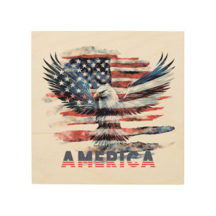 Flag of the United States. America Wood Wall Art