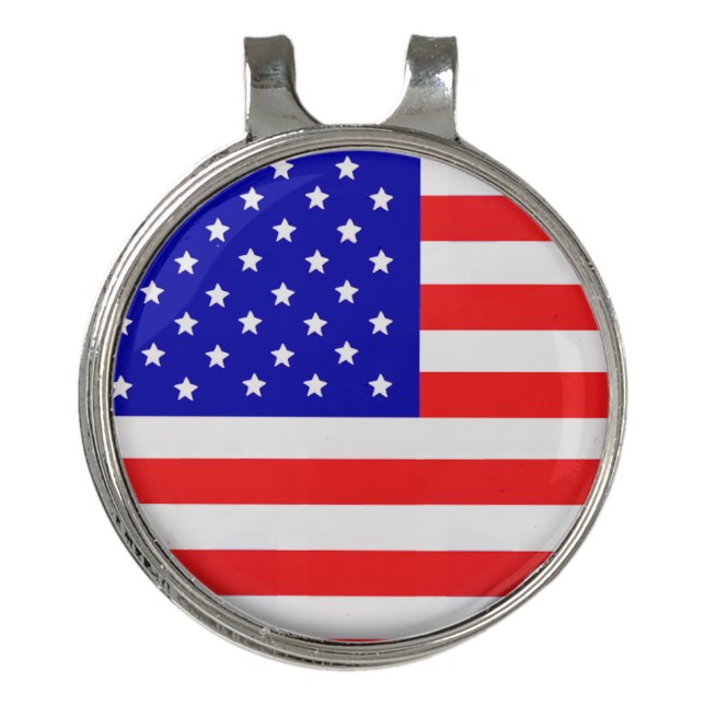 Flag of the United States Golf Hat Clip  (Front)