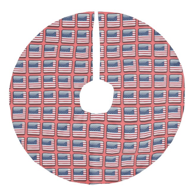 Flag of the United States of America Faux Linen Tree Skirt (Front)