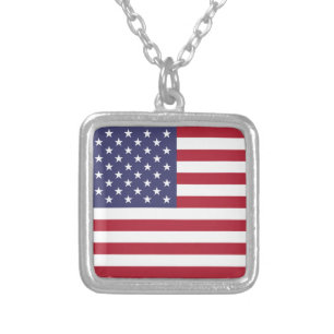 Flag of the United States Silver Plated Necklace