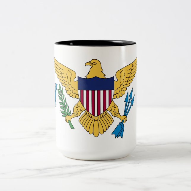 Flag of the United States Virgin Islands Two-Tone Coffee Mug (Center)