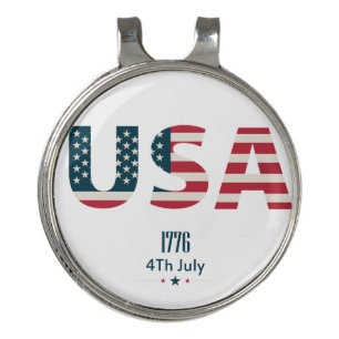 Flag of the USA Independence Day Golf Hat Clip