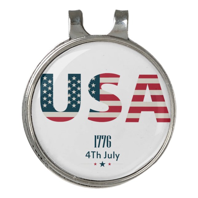 Flag of the USA Independence Day Golf Hat Clip (Front)