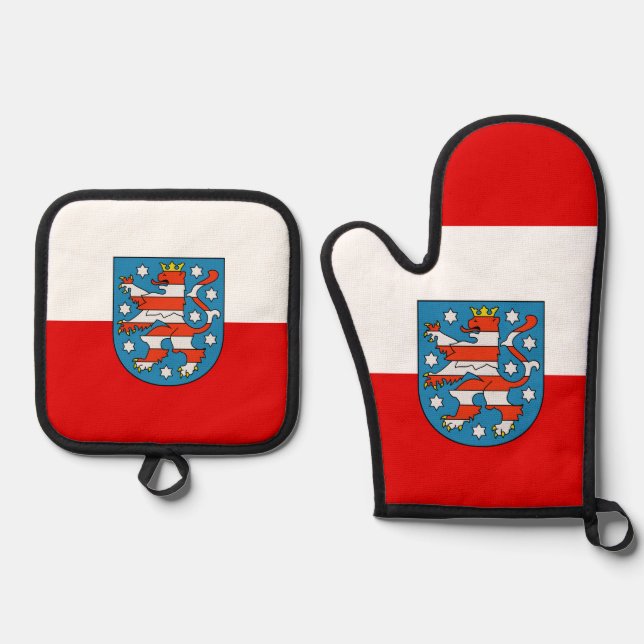 Flag of Thuringia Mouse Pad Oven Mitt & Pot Holder Set (Front)