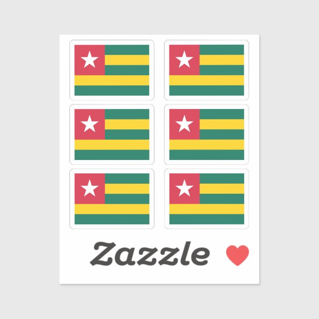 Flag of Togo Collection pack of 6 Sticker (Sheet)