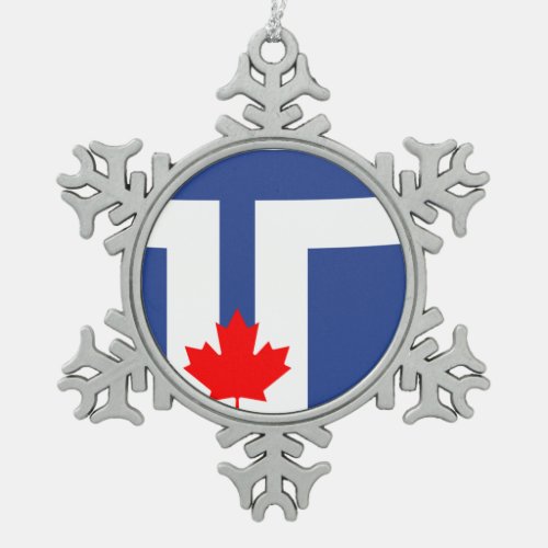 Flag of Toronto Ontari Snowflake Pewter Christmas Ornament